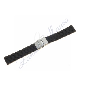 Cinturino JD012  in silicone nero con chiusura ansa mm 22