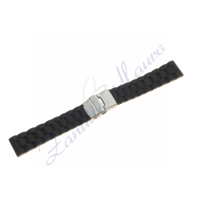 Cinturino JD012  in silicone nero con chiusura ansa mm 22