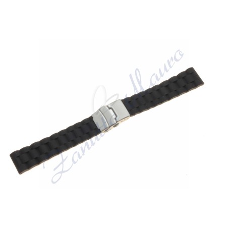 Cinturino JD012  in silicone nero con chiusura ansa mm 22