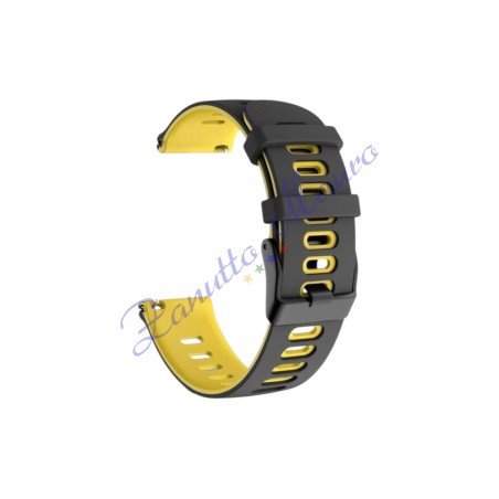 Cinturino J235 silicone soft touch con easy pin mm 20 nero e giallo