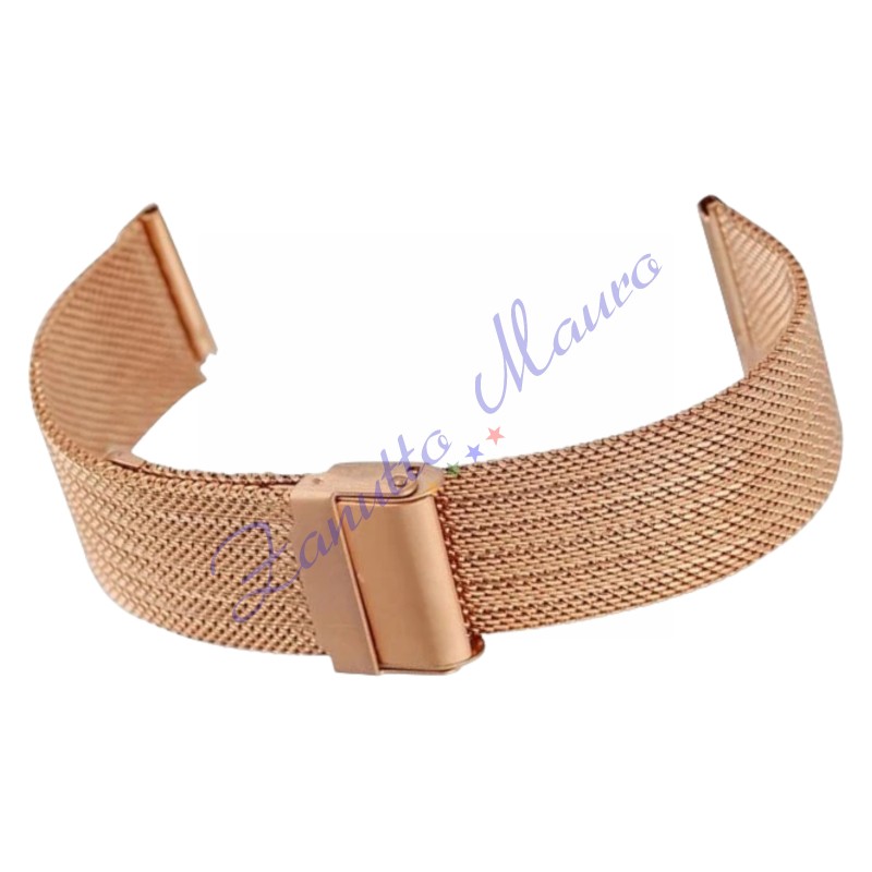 Bracciale Mesh WD027 con scorrevole in acciaio rosè ansa 22