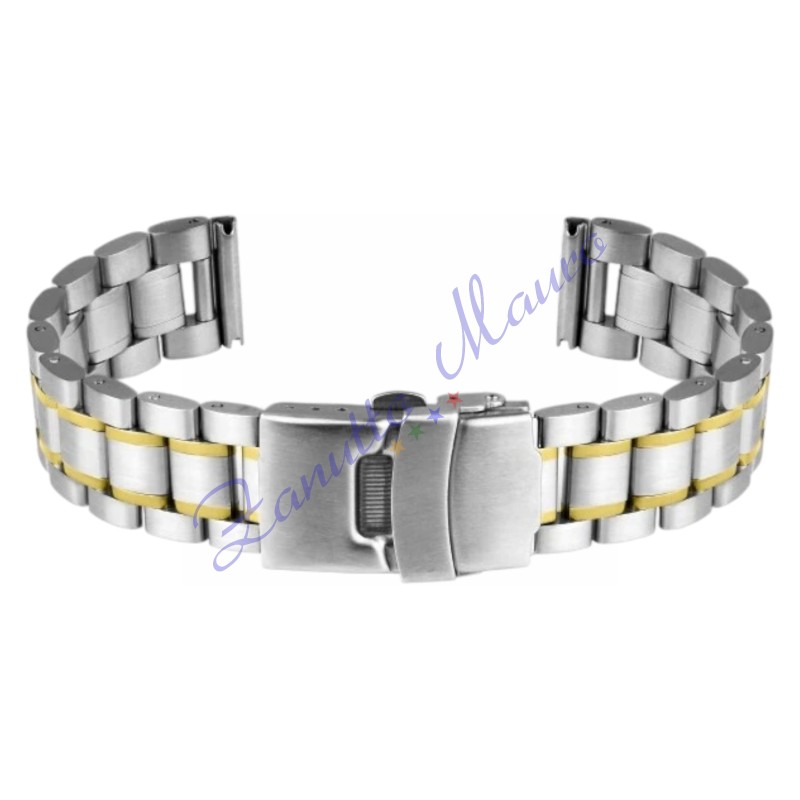 Bracciale GD016 in acciaio solido bicolore gold ansa mm 18