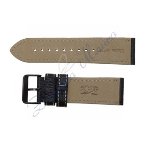 Cinturino in pelle colore nero stampa toro ansa mm 26