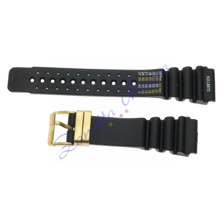 Cinturino dorato CTZ-22 tipo Aqualand in gomma colore nero ansa mm 22
