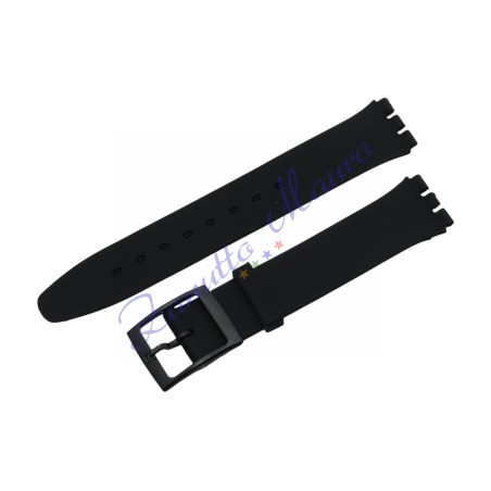 Cinturino in silicone per Swatch ansa mm 16 colore nero