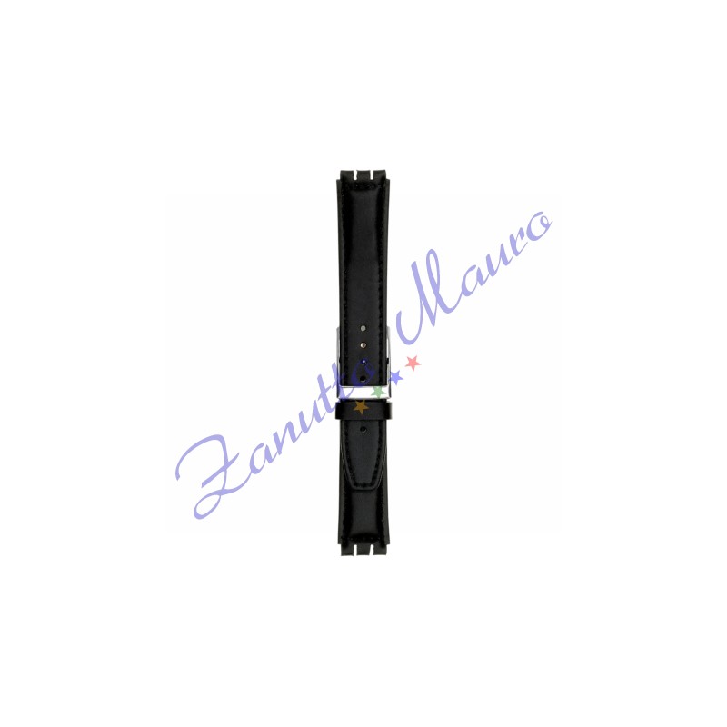 Cinturino 245I in pelle imbottito per Swatch 17x19 colore nero