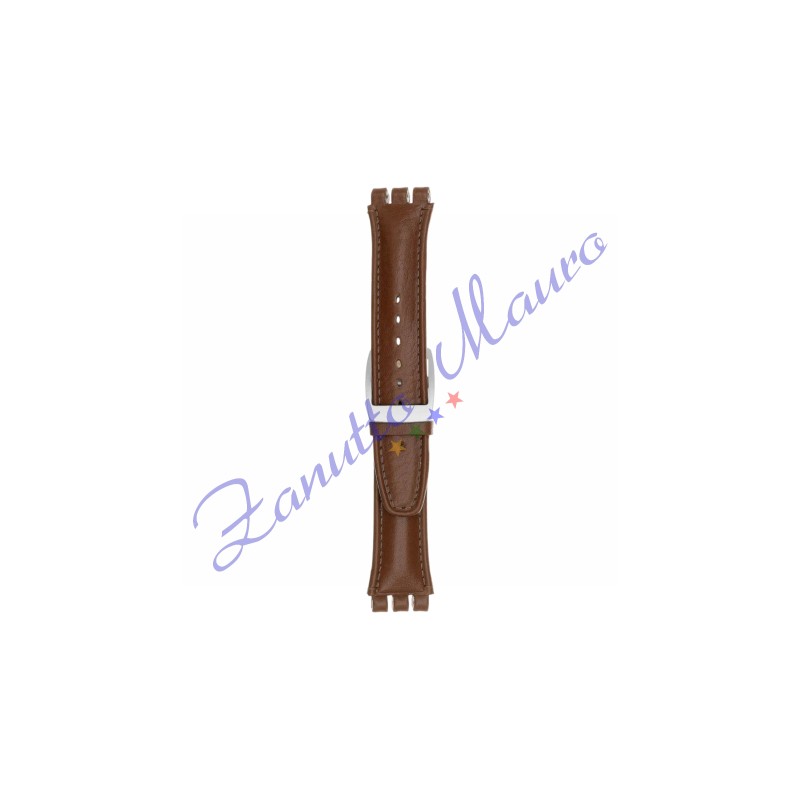 Cinturino 247PL in pelle stampata per Swatch 19x22 colore marrone gold