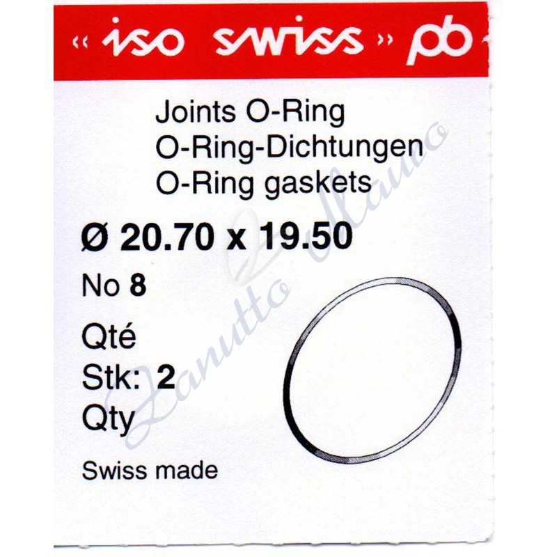 OR Standard ISO008 busta 2 pz Diam.int. 19.50 sezione 0.60