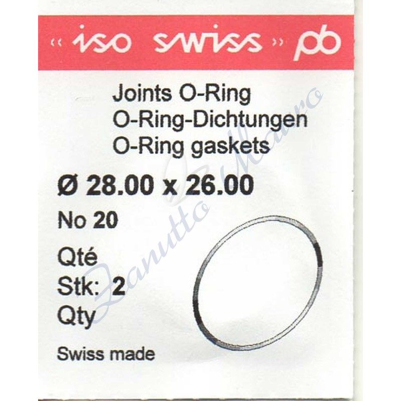 OR Standard ISO020 busta 2 pz Diam.int. 26.00 sezione 1.00