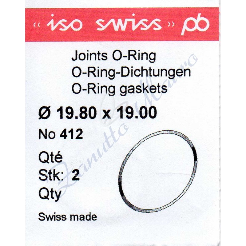 O-Ring Quartz ISO412 busta 2 pz Diam.int. 19.00 sezione 0,40