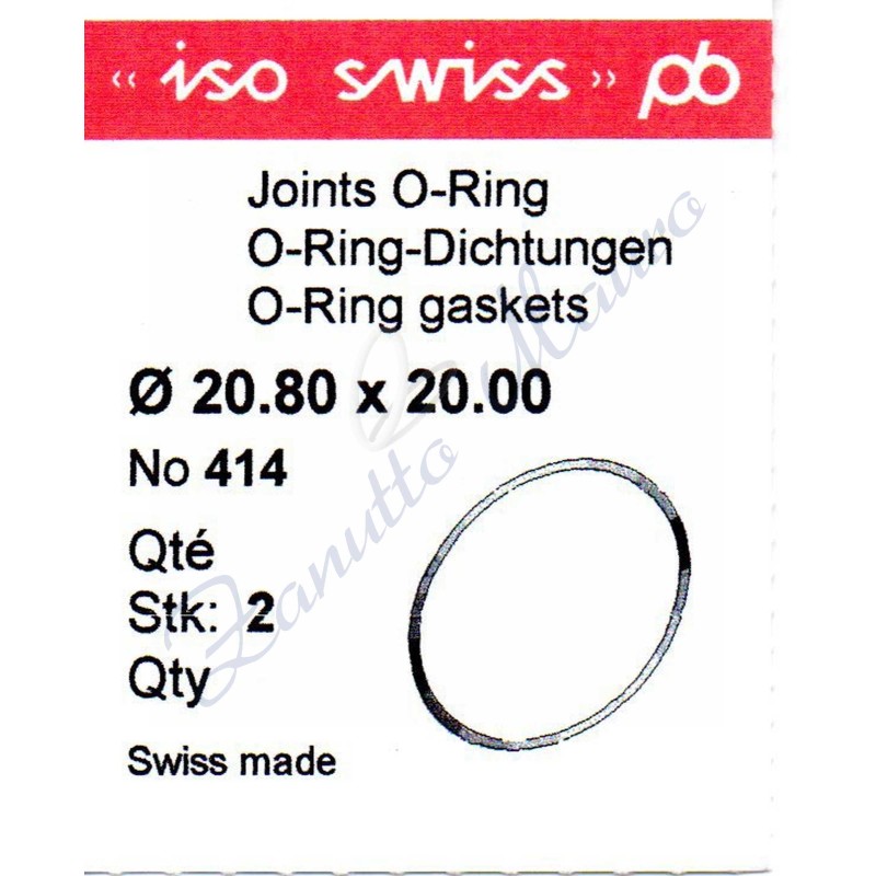 O-Ring Quartz ISO414 busta 2 pz Diam.int. 20.00 sezione 0,40