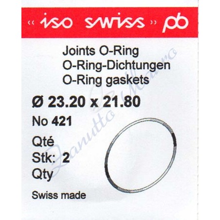 O-Ring Quartz ISO421 busta 2 pz Diam.int. 21.80 sezione 0.70
