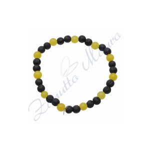 Bracciale elastico in lava ed agata gialla cm 19