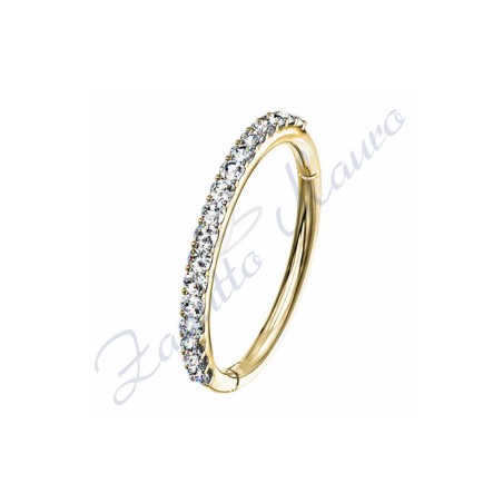 Anello con cristalli mm 1,2x10 in acciaio 361L dorato