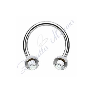 Anello aperto con cristallo bianco mm 1,2x3x12 in acciaio 361L