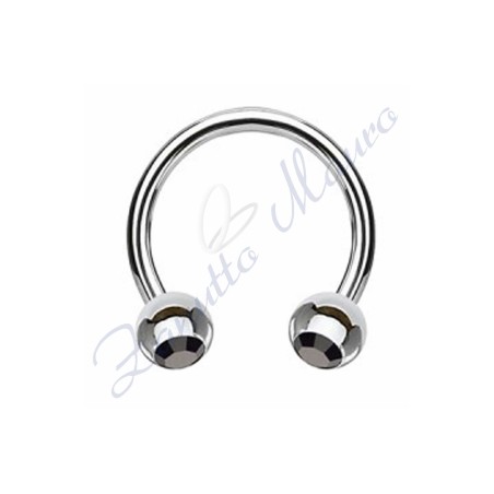 Anello aperto con cristallo nero mm 1,2x3x12 in acciaio 361L