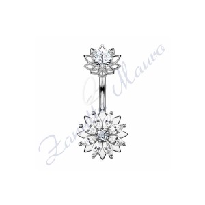 Piercing fiore per ombelico mm 1,6x10x10x10x6x6 in acciaio 361L