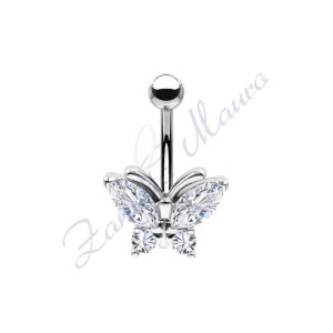 Piercing farfalla per ombelico mm 1,6x10x14x11 in acciaio 361L