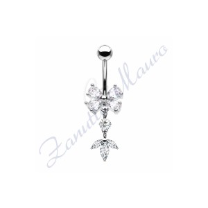 Piercing ombelico farfalla bianca 1.6/27/10 mm 10 in acciaio 316L