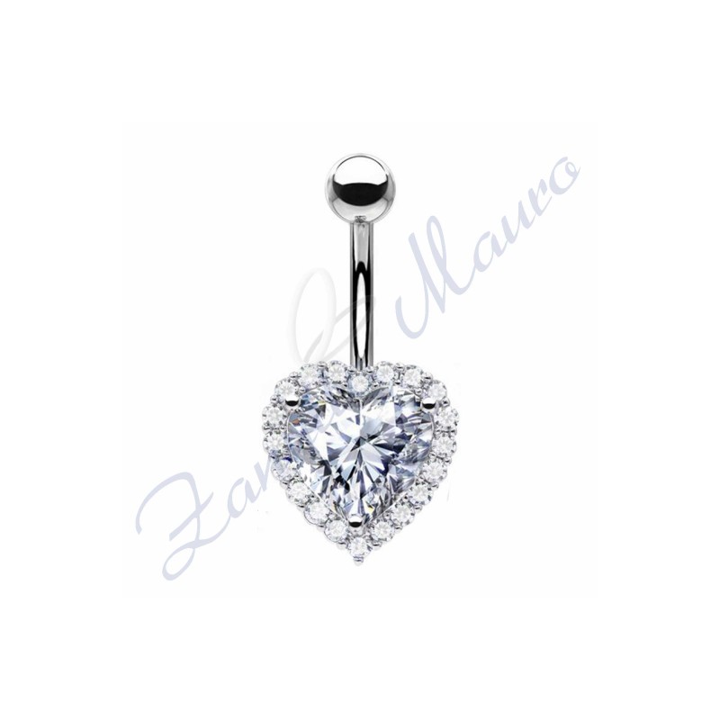 Piercing ombelico cuore bianco 1.6/14/14 mm 10 in acciaio 316L