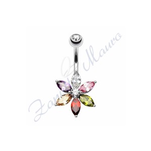 Piercing ombelico fiore rainbow 1.6/10/5 mm 10 in acciaio 316L