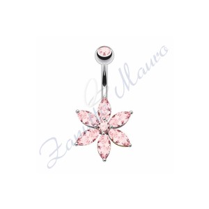 Piercing ombelico fiore rosa 1.6/10/5 mm 10 in acciaio 316L