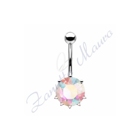 Piercing ombelico cristallo aurora boreale 1.6/9/5 mm 10 in acciaio 316L