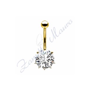 Piercing ombelico cristallo bianco 1.6/9/5 mm 10 in acciaio 316L dorato