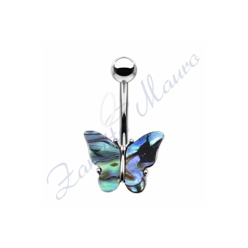 Piercing ombelico farfalla madreperla 1.6/10/5 mm 10 in acciaio 316L