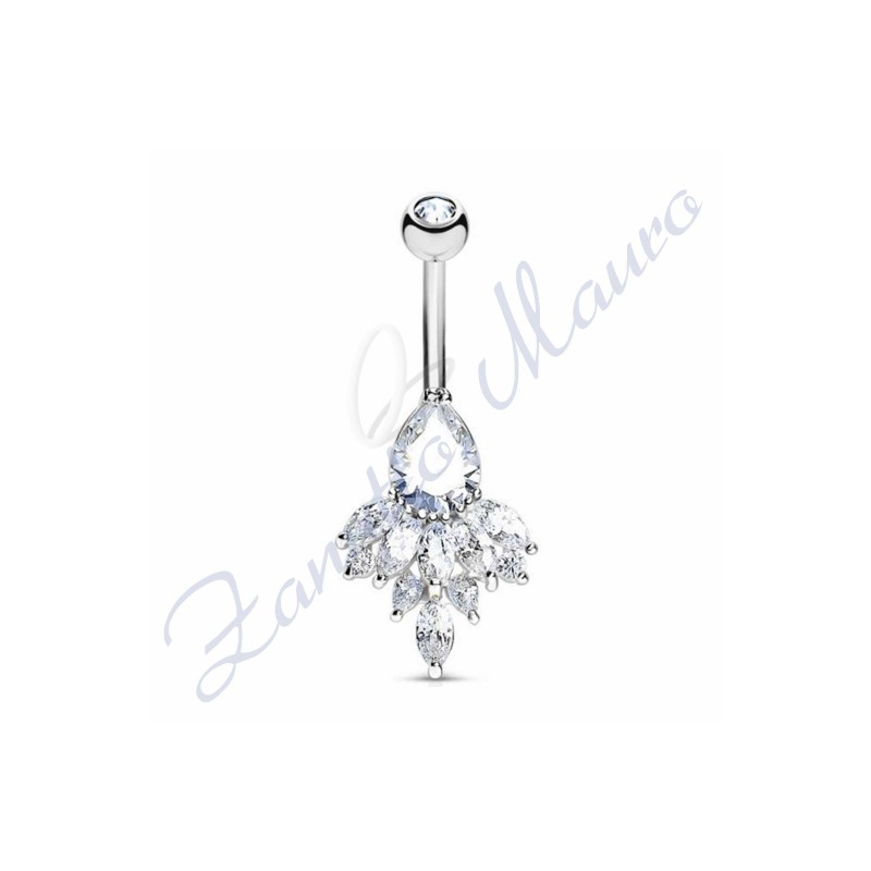 Piercing ombelico con cristalli 1.6/20/15 mm 10 in acciaio 316L