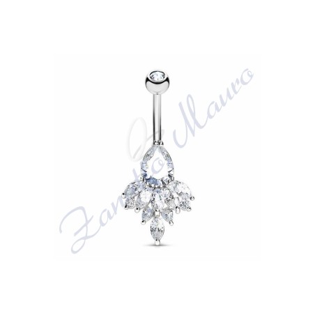 Piercing ombelico con cristalli 1.6/20/15 mm 10 in acciaio 316L