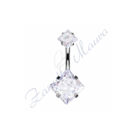 Piercing ombelico carrè bianchi 1.6/8/5 mm 10 in acciaio 316L