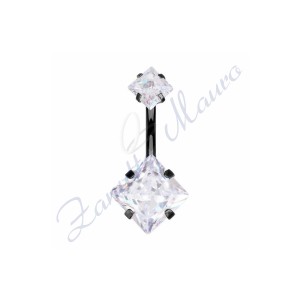 Piercing ombelico carrè bianchi 1.6/8/5 mm 10 in acciaio 316L brunito