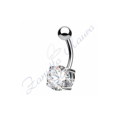 Piercing ombelico cristallo bianco1.6/8/5 mm 10 in acciaio 316L