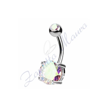 Piercing ombelico cristallo boreale 1.6/8/5 mm 10 in acciaio 316L