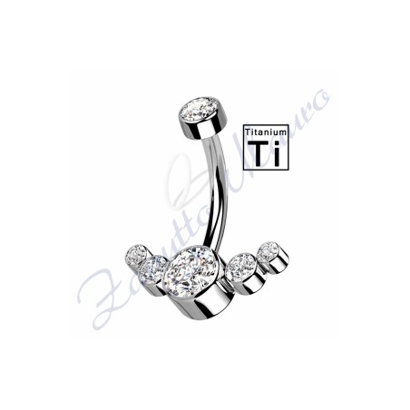 Piercing ombelico con cristalli 1.6/15/6/4 mm 10 in titanio