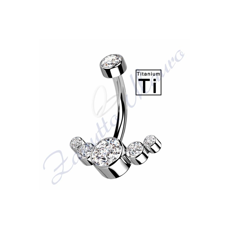 Piercing ombelico con cristalli 1.6/15/6/4 mm 12 in titanio