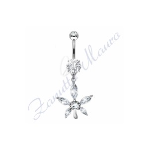 Piercing ombelico fiore bianco 1.6/10/14/17 mm 10 in acciaio 316L