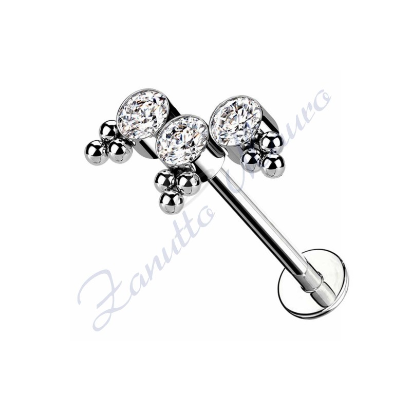Labret push-in in acciaio 361L con cristalli
