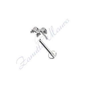 Labret push-in in acciaio 361L dorato con cristalli