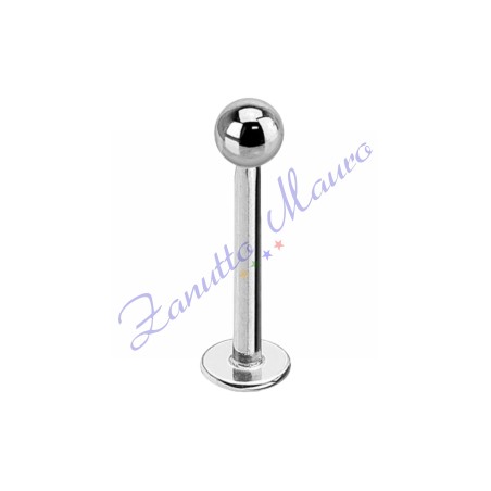 Piercing labret push-in con pallina mm 3 stelo mm 1,2x8 in acciaio