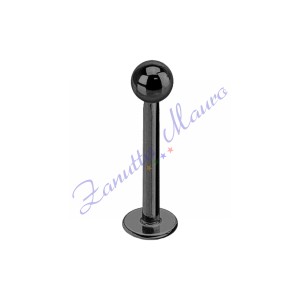 Piercing labret push-in con pallina mm 3 stelo mm 1,2x6 acciao brunito