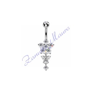 Piercing ombelico fiore bianco 1.6x10x5 mm 10 in acciaio 316L
