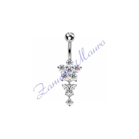 Piercing ombelico fiore bianco 1.6x10x5 mm 10 in acciaio 316L
