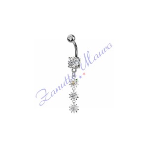 Piercing ombelico fiore bianco 1.6x10x8x5 mm 10 in acciaio 316L