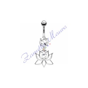 Piercing ombelico fiore bianco 1.6x10x5 mm 10 in acciaio 316L