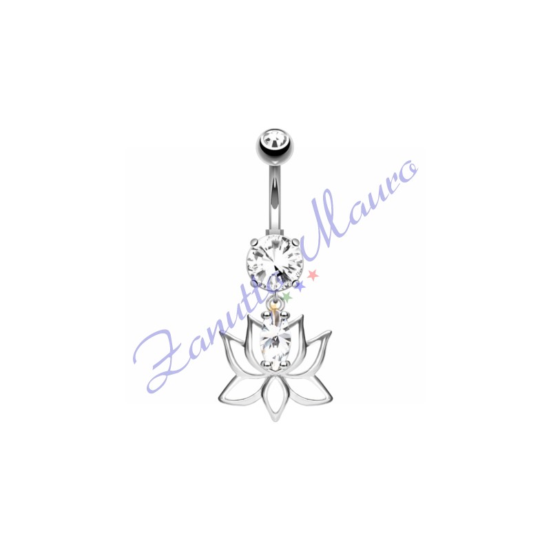 Piercing ombelico fiore bianco 1.6x10x5 mm 10 in acciaio 316L