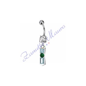 Piercing ombelico barretta 1.6x10x5 mm 10 in acciaio 316L