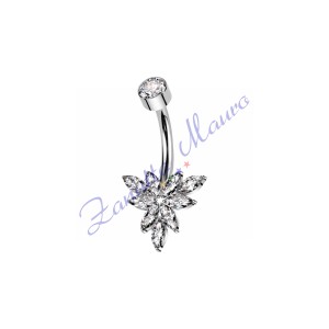 Piercing ombelico fiore bianco 1.6x10x5 mm 10 in acciaio 316L