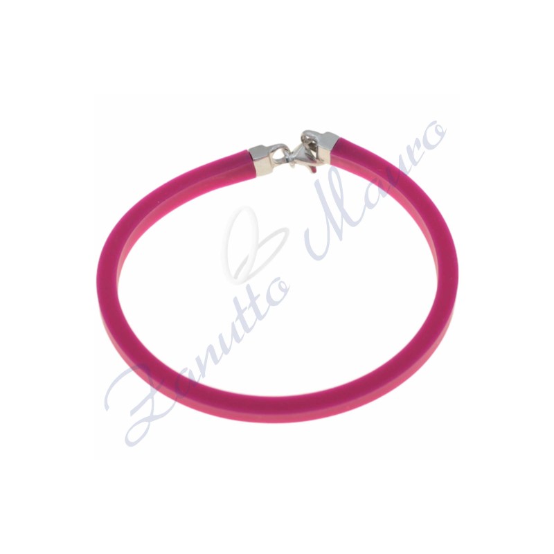 Bracciale in argento e gomma colore viola cm 19